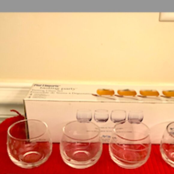 Pier 1 Vintage Tasting Party: 4-piece tasting glassware set, w/ 4 spoons. NEW!! - Picture 2 of 9
